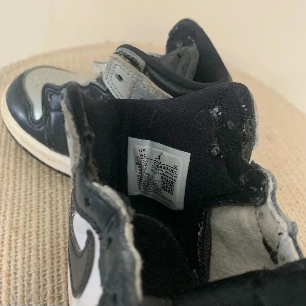 Kids Nike Air Jordan High Top Sneakers  Black Silver 6 - Picture 2 of 10